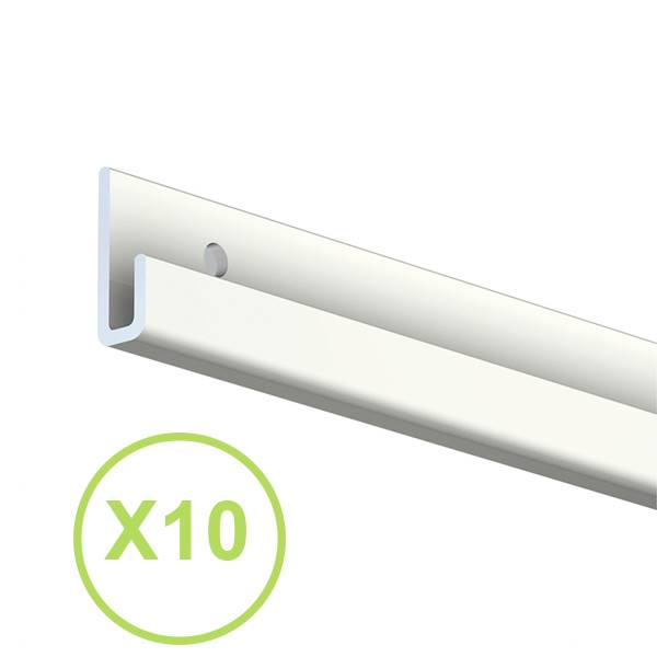 Cimaise J-rail aluminium blanc , longueur 2 m, lot de 10