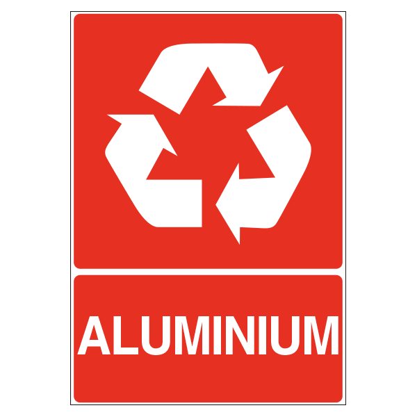 Panneau fond rouge tri sélectif aluminium, prix dégressif