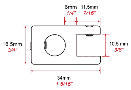 Fixation pour tige 10 mm et panneau 10 mm