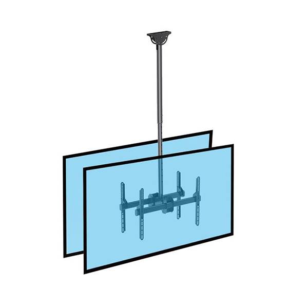 Support plafond pour 2 ecrans TV de 37 à 70 pouces , hauteur réglable de 105 à 156 cm