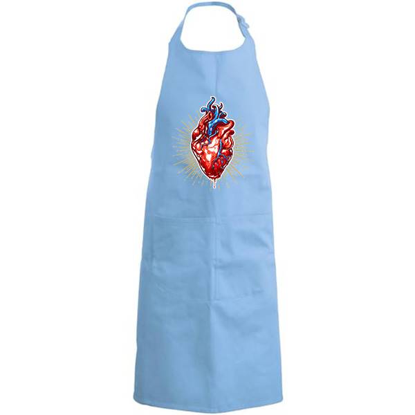 Tablier de cuisine personnalisé 100% coton , taille réglable et poches avant, motif saint coeur