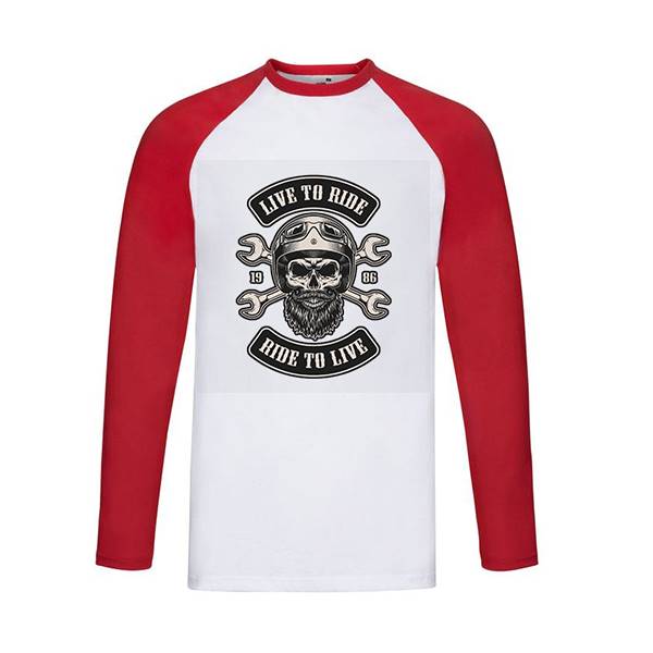 T-shirt homme personnalisé baseball manches longues, 100% coton 165 grs , motif live to ride