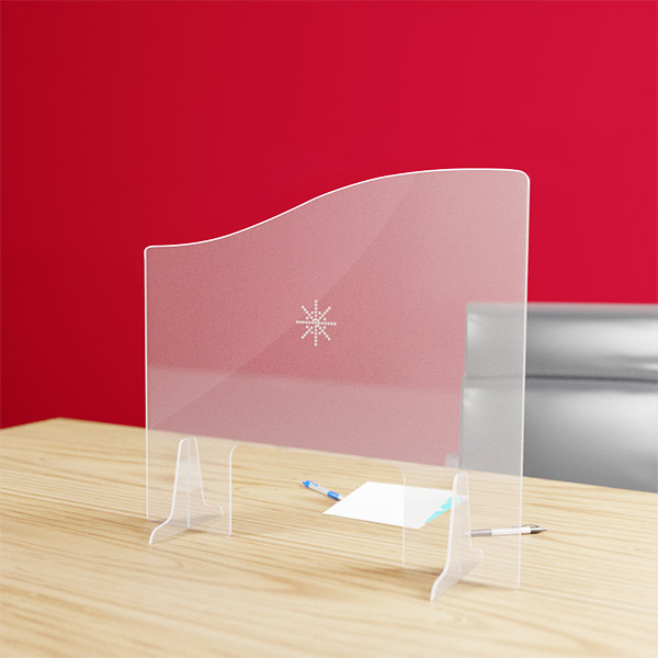 Hygiaphone vague protection plexiglas 3 mm pour bureau, avec passe document et parloir, 850x750mm