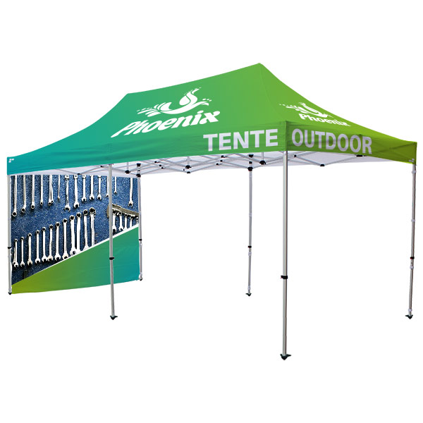 Tente publicitaire personnalisée 6 x 3 m, impression full graphic, 1 mur