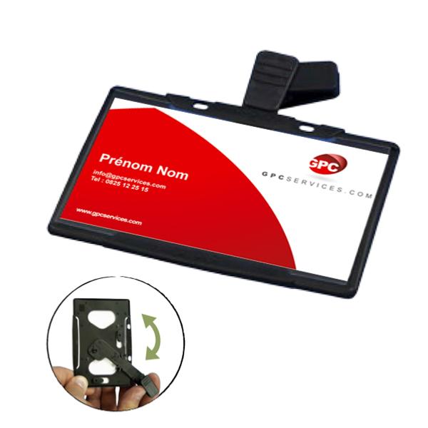 Badge professionnel pvc noir  pour carte de visite