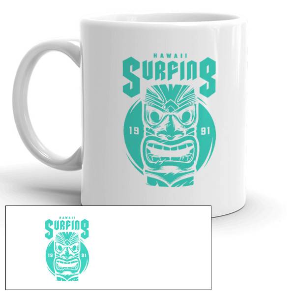 Mug personnalisé motif Hawaii surfing