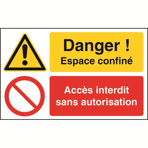 Panneau de securite danger espace confiné, prix degressif