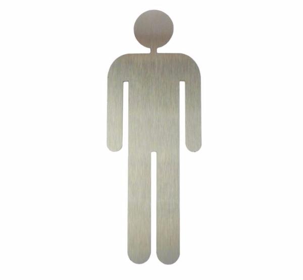 Plaque de porte pictogramme decoupé alu brossé picto toilette homme