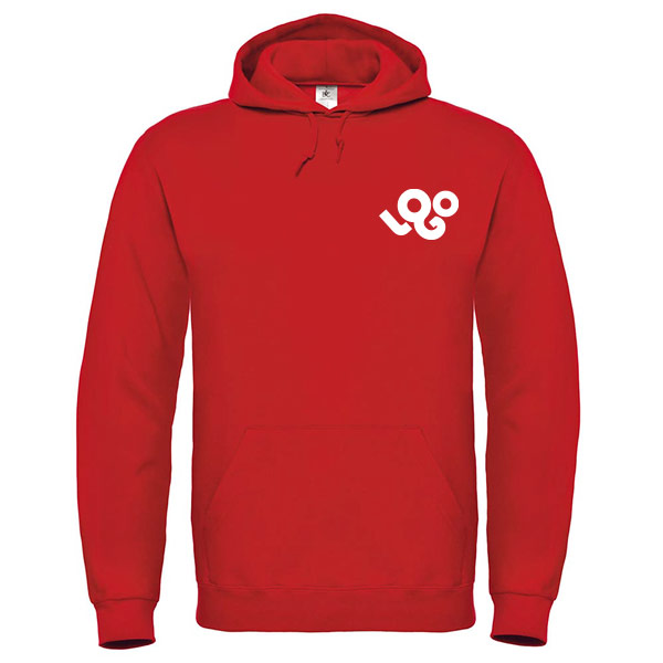 Sweat femme rouge avec capuche et impression personnalisée, 280g/m², 80% coton