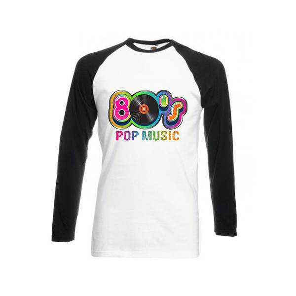 T-shirt homme personnalisé baseball manches longues, 100% coton 165 grs , motif pop music