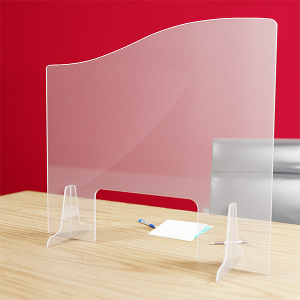 Hygiaphone vague protection plexiglas 3 mm 110 x 97 cm avec passe document 