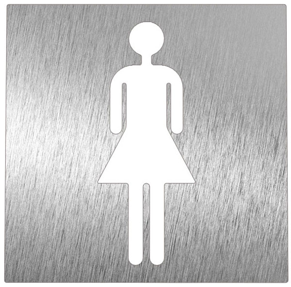 Plaque de porte pictogramme découpé alu brossé picto toilette femme