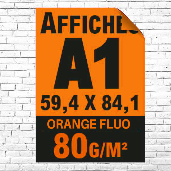 Lot affiche fluo orange A1 recto impression noire à partir de 5 unités