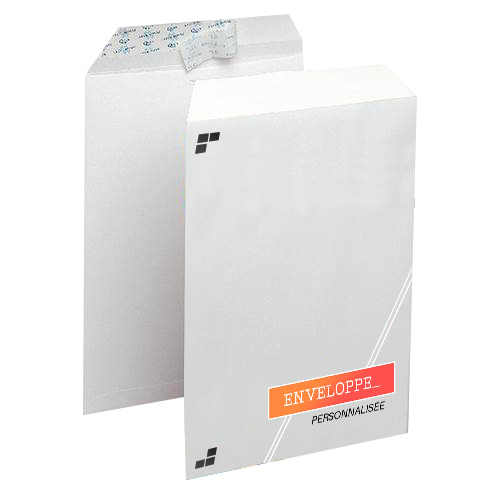 Enveloppe C4 adhésive personnalisée sans fenêtre, 90g 22.9x32.4cm, à partir de 10 unités