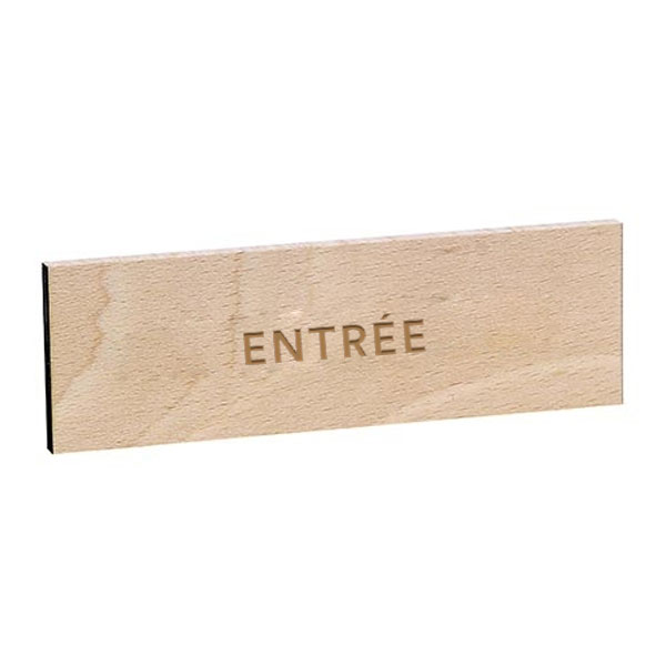 Plaque de porte ENTREE gravée sur bois de hêtre