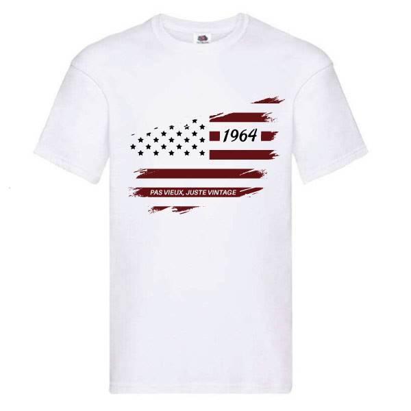 T-shirt homme personnalisé manches courtes , 100% coton 145grs , motif drapeau americain