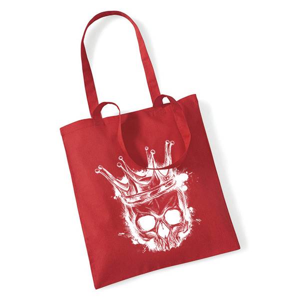 Sac tissu personnalisé, 100% coton 140g ,format  38x42 cm , anse 67cm, motif royal skull