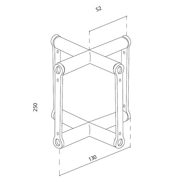 Connecteur angle droit pour quatre traverses ,  structure truss 2 tubes pour stand expo 