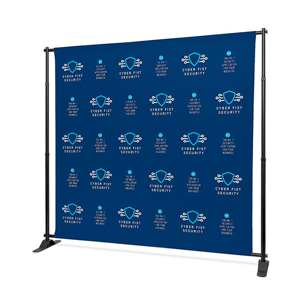 Photocall personnalisé , structure tube aluminium et impression textile recto , 3 x 2.35  m