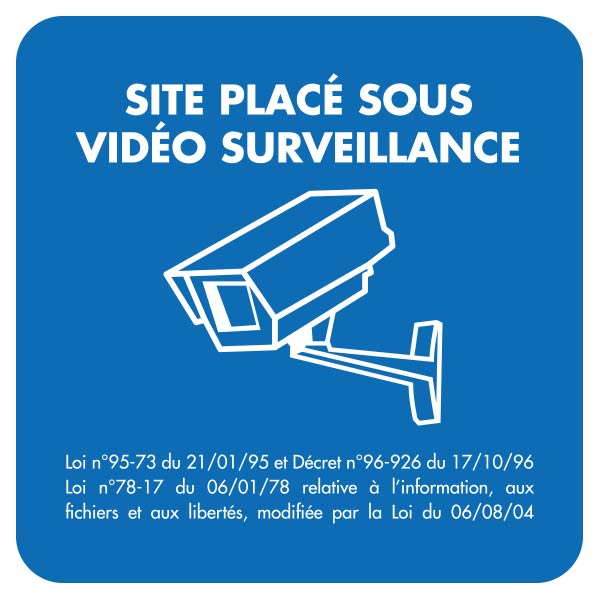 Panneau de videosurveillance bleu, prix degressif