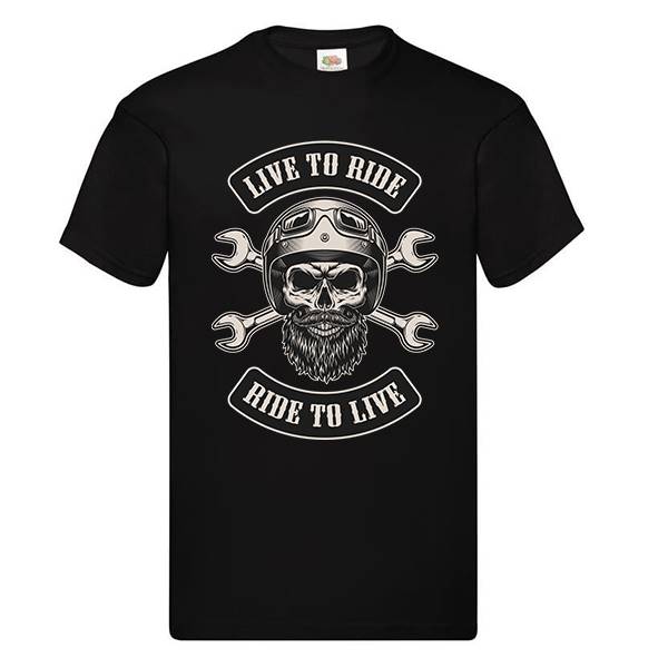 T-shirt homme personnalisé manches courtes , 100% coton 145grs , motif Live to ride