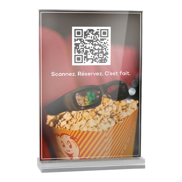 Porte menu plexi, pied massif