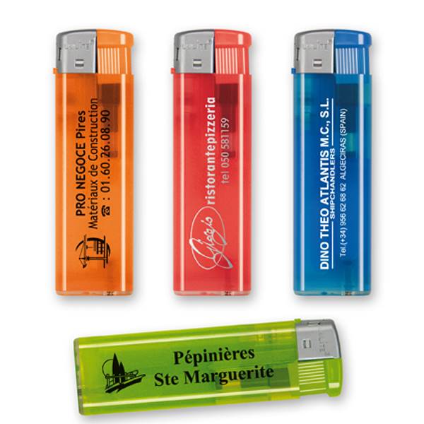 Briquet publicitaire personnalisé translucide  , impression 1 couleur , à partir de 500 unités