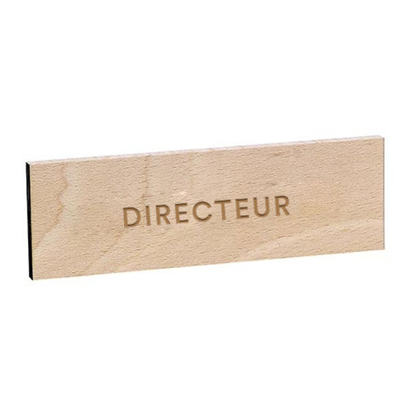 Plaque de porte DIRECTEUR gravée sur bois de hêtre