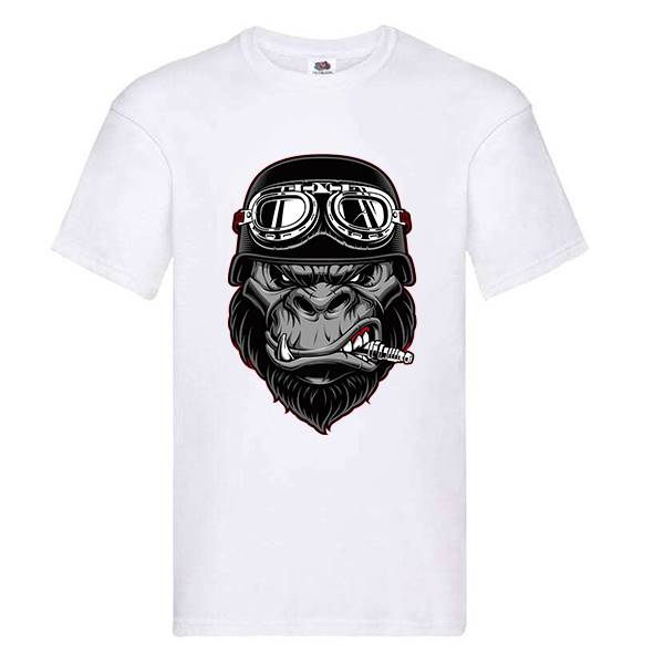 T-shirt homme personnalisé manches courtes , 100% coton 145grs , motif gorille biker cigare