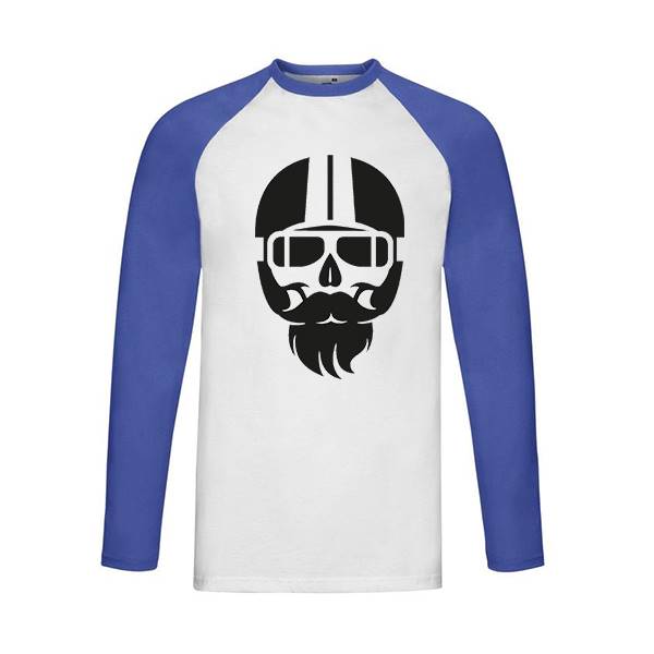 T-shirt homme personnalisé baseball manches longues, 100% coton 165 grs , motif biker barbu