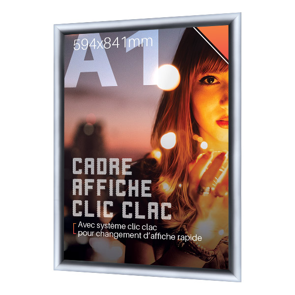 Cadre affiche clic clac A1 en aluminium, profilés 25 mm