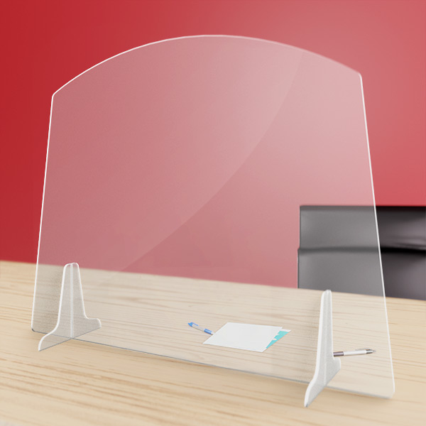 Hygiaphone trapèze protection plexiglas 3 mm pour bureau, format 124 x 97 cm
