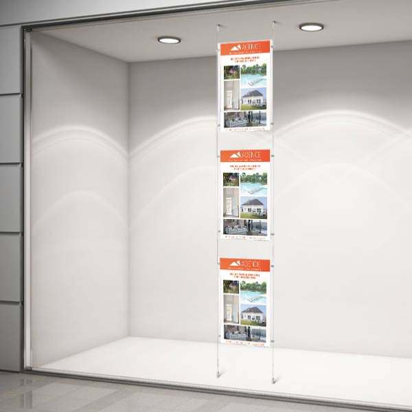 Colonne affichage vitrine 3 x A3 pour agence immobiliere