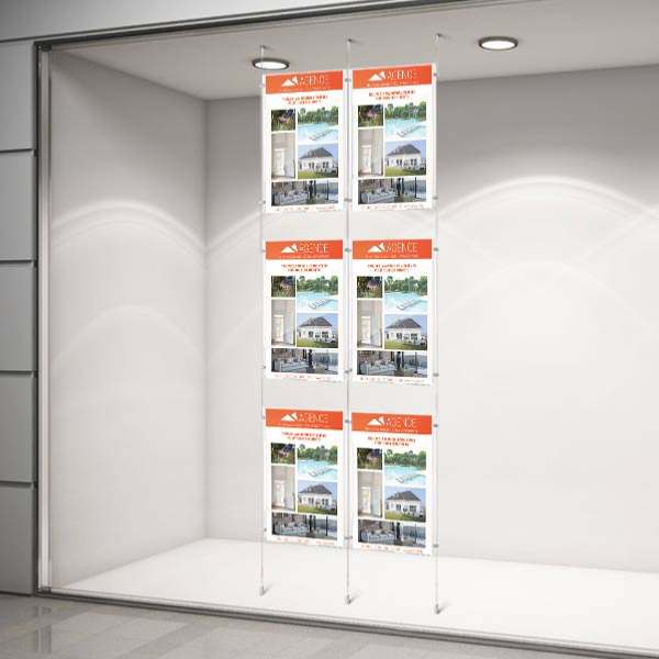 2 colonnes affichage vitrine 6xA4 pour agence immobiliere