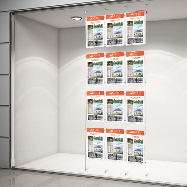 3 colonnes affichage vitrine 12xA4 pour agence immobiliere