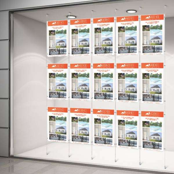 5 colonnes affichage vitrine 15 x A3 pour agence immobiliere
