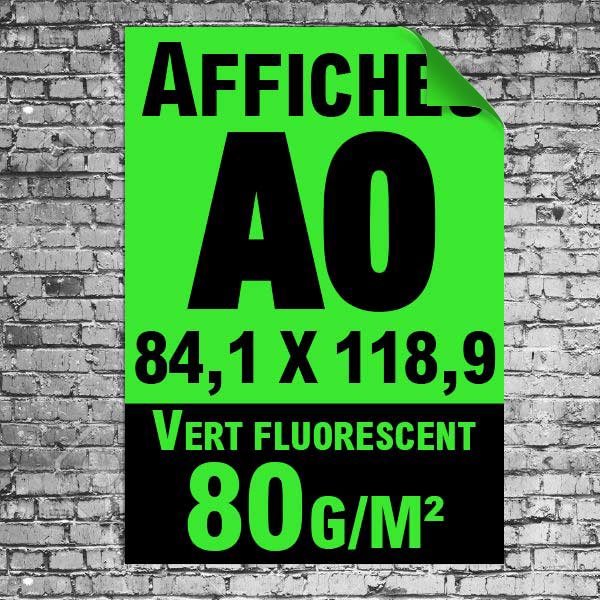 Affiche fluo verte A0 recto impression noire, à partir de 1 unité