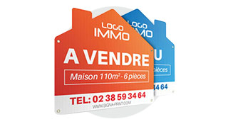 Panneau immobilier forme maison