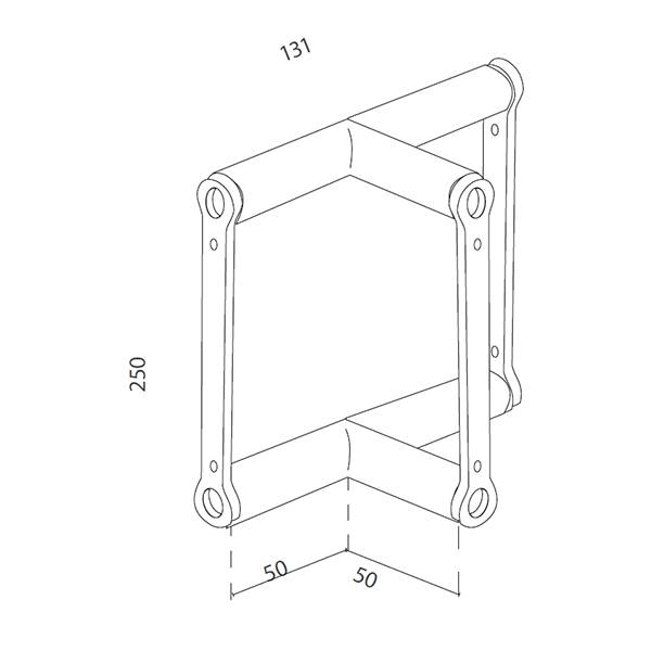 Connecteur angle droit pour trois traverses ,  structure truss 2 tubes pour stand expo 