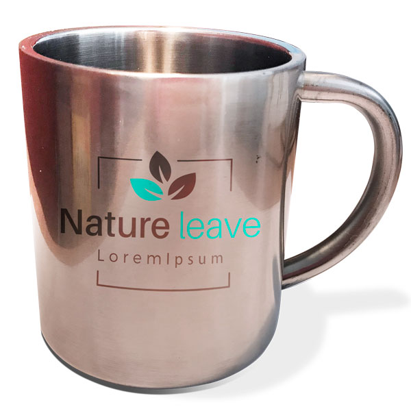 Mug inox impression personnalisée, hauteur 9.8 cm