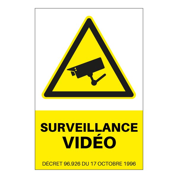 Panneau de videosurveillance jaune , prix degressif