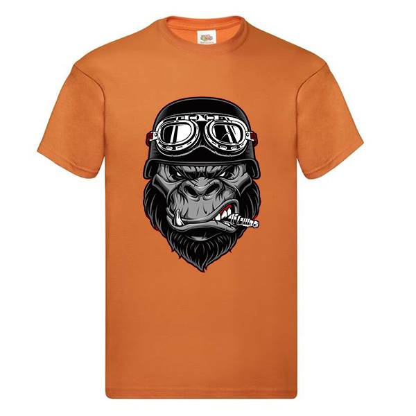 T-shirt homme personnalisé manches courtes , 100% coton 145grs , motif gorille biker cigare