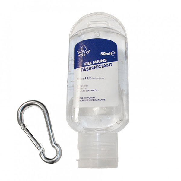 Bouteille de gel hydro alcoolique 50mL avec porte clef