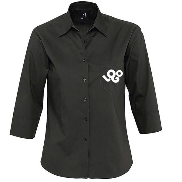 Chemise femme personnalisée , manches mi longues, 100% coton 125 g , toucher doux, jusqu'au 3xl