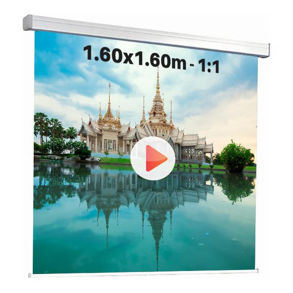 Ecran de projection manuel pour video projecteur, format 1,6 x 1,6 m , ecran 1/1