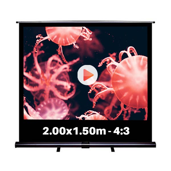 Ecran de projection roll-up pour video projecteur, format 2,0 x 1,5  m , ecran 4/3