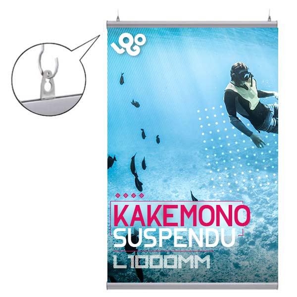 Kakemono suspendu  largeur 1000 mm avec impression sur decolit M1