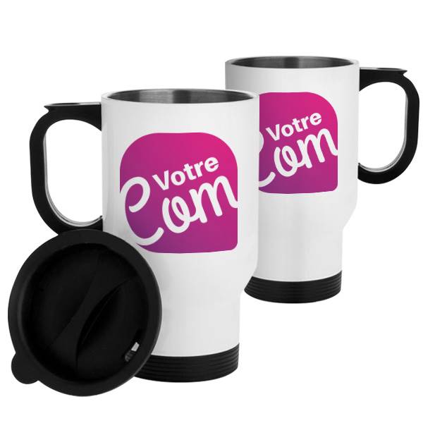 Mug isotherme personnalisé avec photo ou texte 2 faces, prix degressif