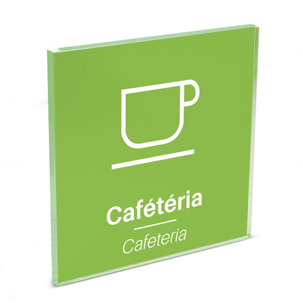 Plaque de porte plexi color uni vert picto cafétéria 120 x 120 mm