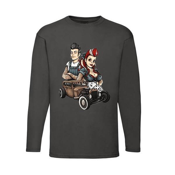 T-shirt homme personnalisé manches longues, 100% coton 145grs , motif hot rod